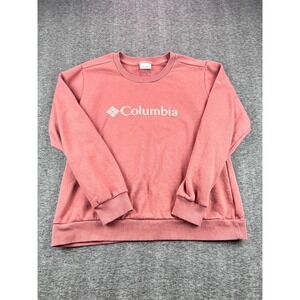 Columbia‎ Crewneck Sweatshirt XL Pink Fleece Lined Logo Pullover Casual